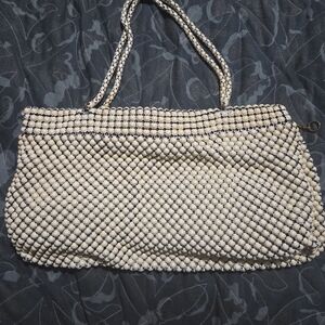 Elegant Cream Beaded Women's Bag